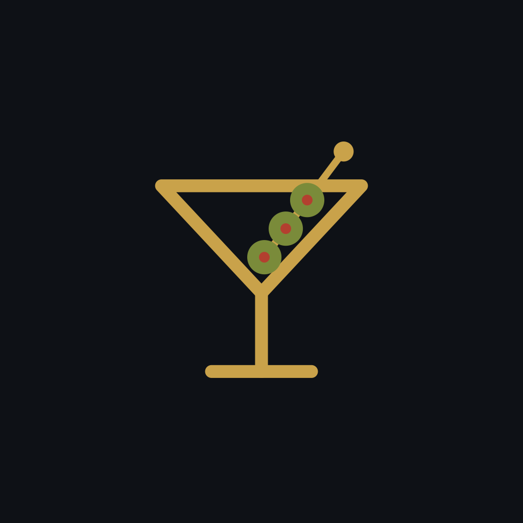 Avatar: gold Martini glass with three olives on a dark background